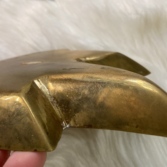 Vintage Brass Leaf Shaped Trinket Tray Catch All Dish - Picture 15 of 17